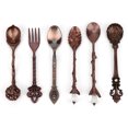 thumbnail image 3 of Kritne 6Pcs Coffee Spoon Set Innovative Vintage Retro Zinc Alloy Spoons Fork Set Cutlery Kitchen Accessory(Red Bronze), 3 of 11
