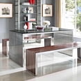 thumbnail image 3 of Modway Gridiron Large Wood Inlay Bench or Side Table in Walnut, 3 of 6