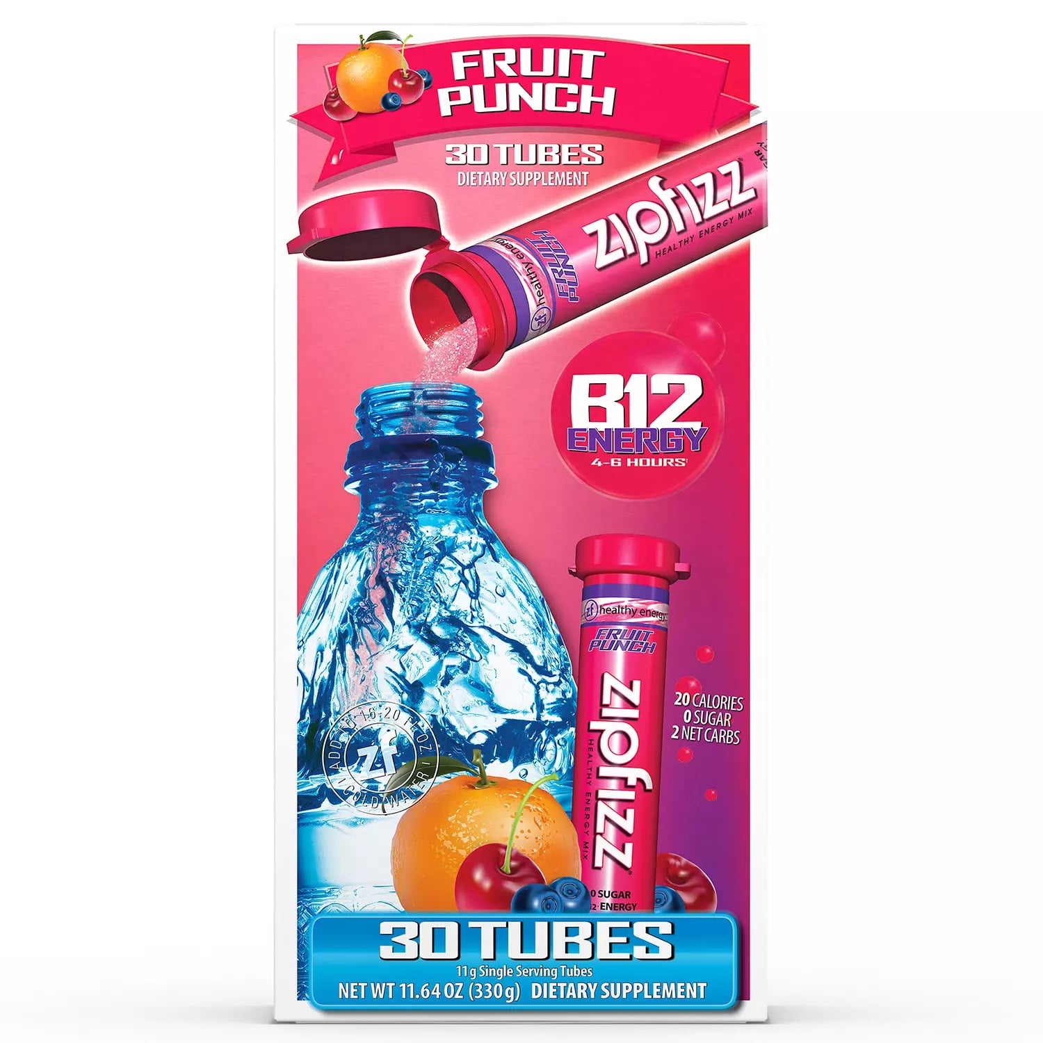 Zipfizz Energy Drink Mix, Fruit Punch (30 Count)