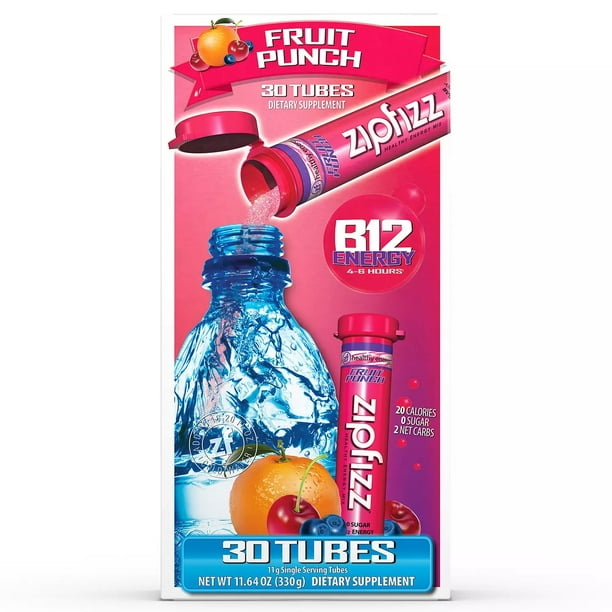 Zipfizz Energy Drink Mix, Fruit Punch (30 Count)
