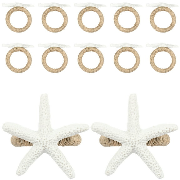 12Pcs Napkin Rings Sea Star Napkin Ring Holders Dinning Table Decoration Napkin Buckle Holder for Coastal Beach Party Gathering Banquet Wedding Birthday