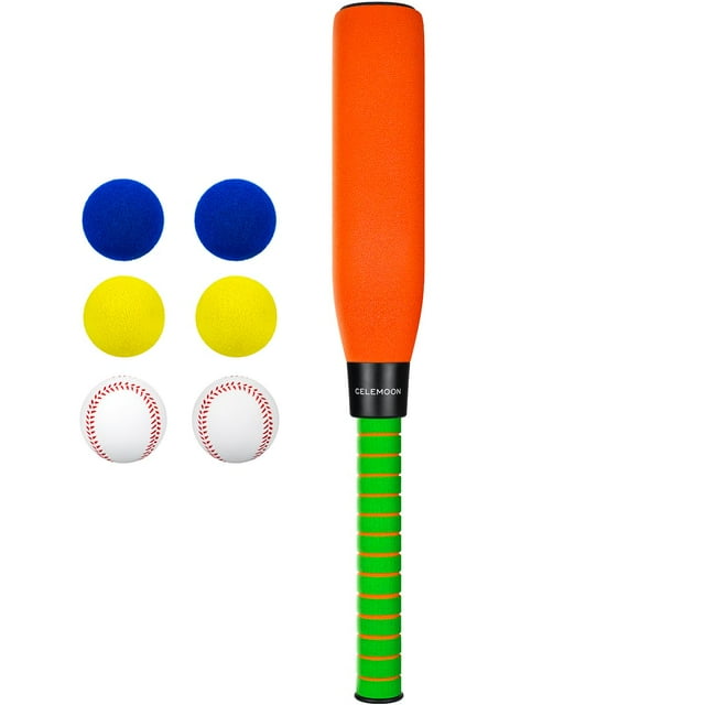 Bate de béisbol de espuma CeleMoon de 56 cm con 6 pelotas blandas para niños