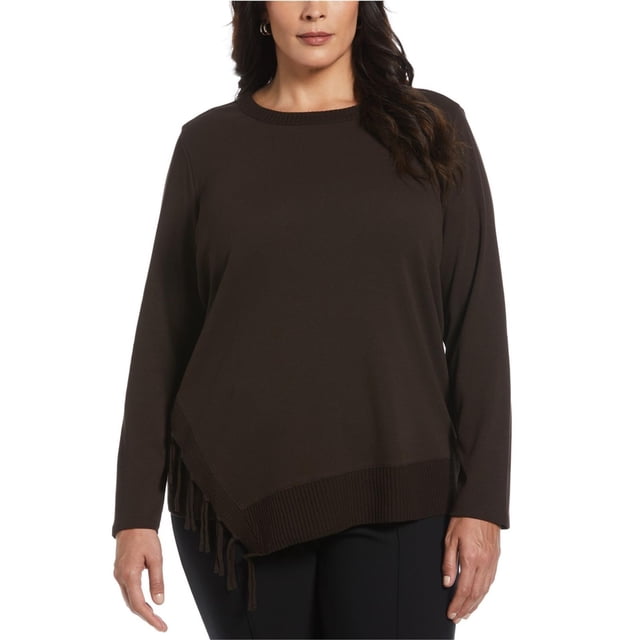 RAFAELLA T-Shirt Basique Uni pour Femmes, Brun, Grande Taille, 2X