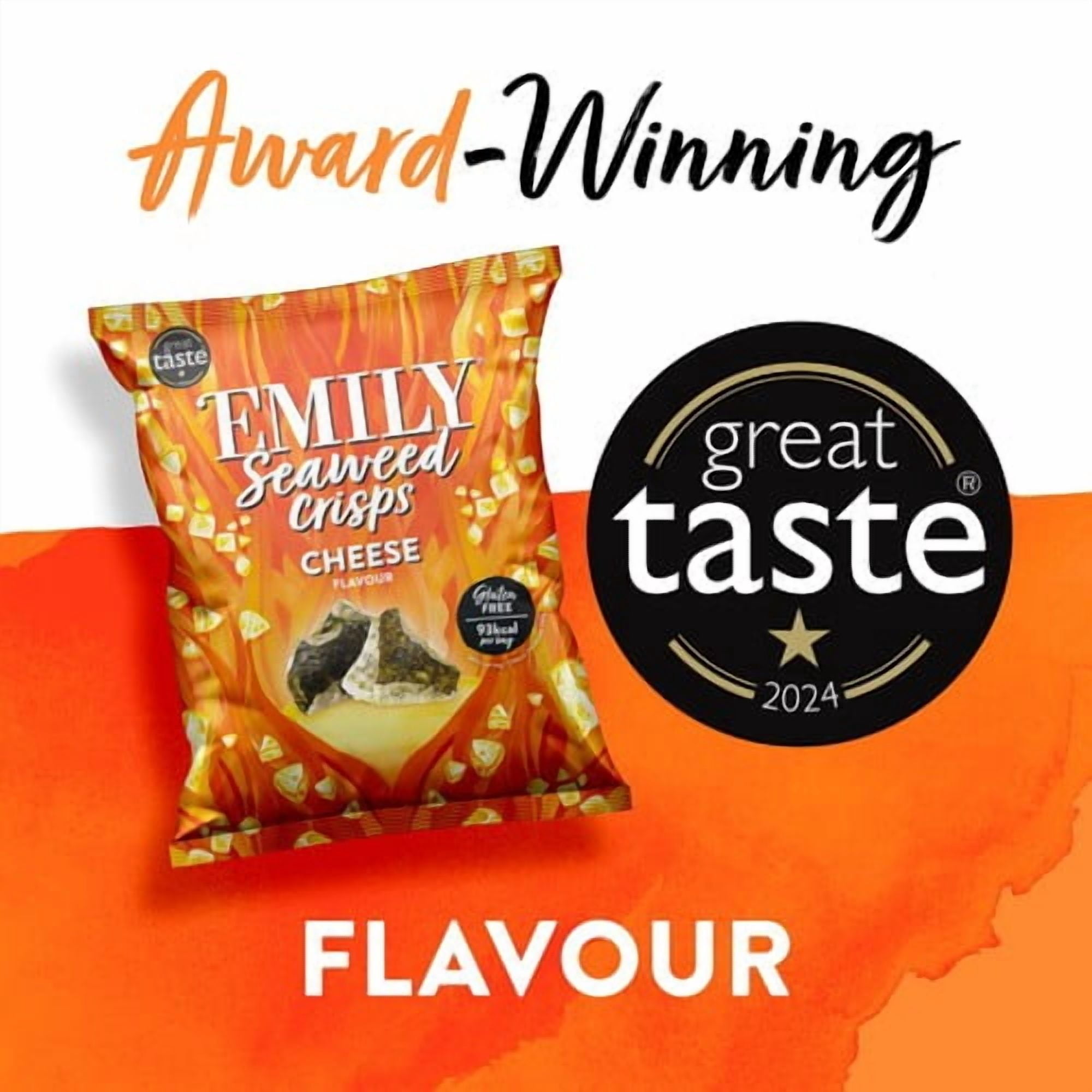 Emily Seaweed Crisps, Vegan Cheese 18g, British Import (Pack of 6)
