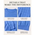 thumbnail image 5 of QUALFORT Women's 100% Cotton Cable Knit Sweater, Crew Neck Lightweight Pullover Sweater for Women, Long Sleeve Knit Top, Blue XL, 5 of 7