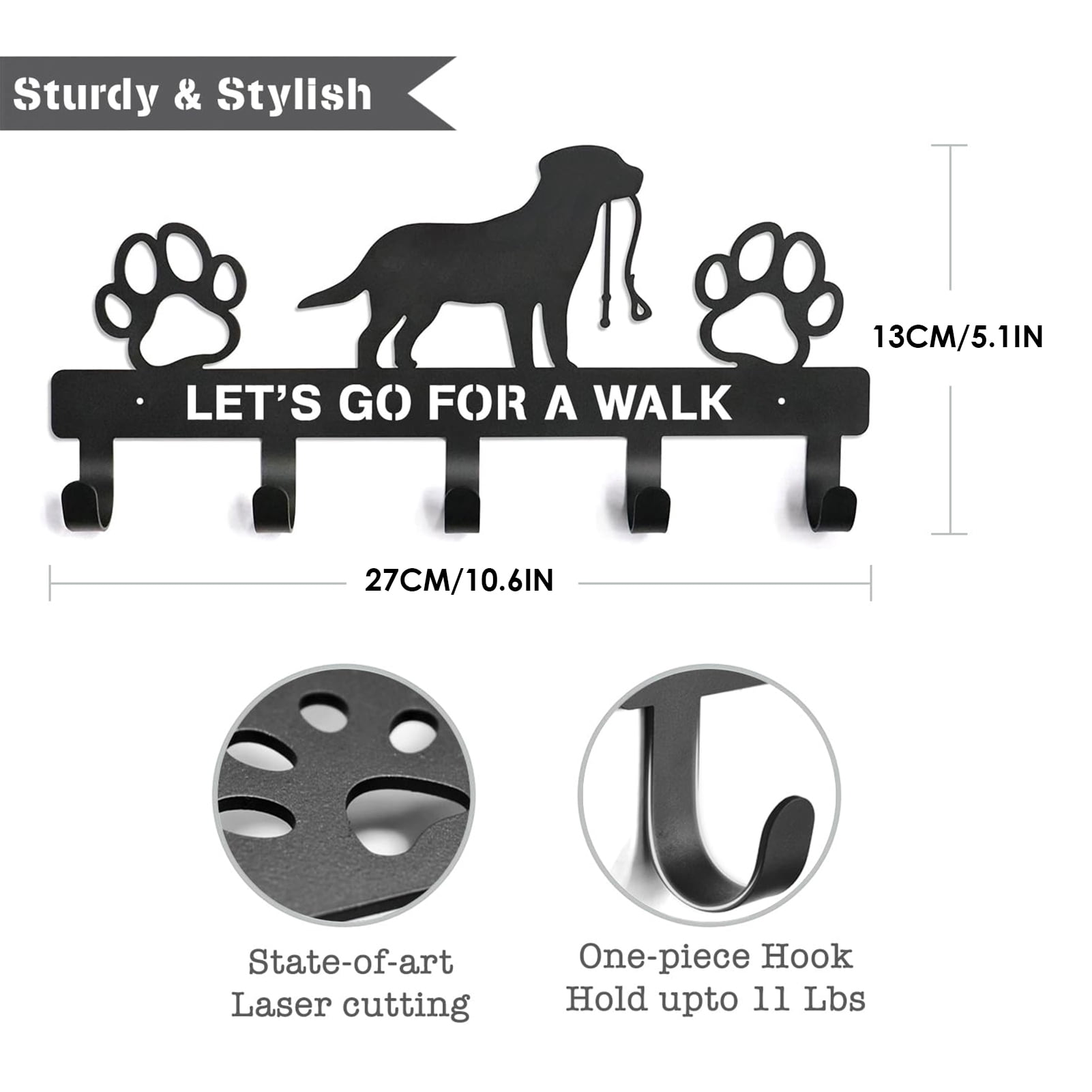 Dog Stuff Organizer, Key Hooks Wall Mounted, Dog Stuff Storage Shelf, Living Room Decor Hangings Storage Organizer for Dog Collars, Harnesses and Keys