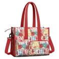 thumbnail image 2 of Teacher Tote Bag,Pioneer Flower Floral Print Pattern Teacher Utility Tote Bag,Large Work Tote Bags for Women with Multiple Pockets,Top Zipper Closure,13.8x10.6x6.7 Inch, 2 of 5