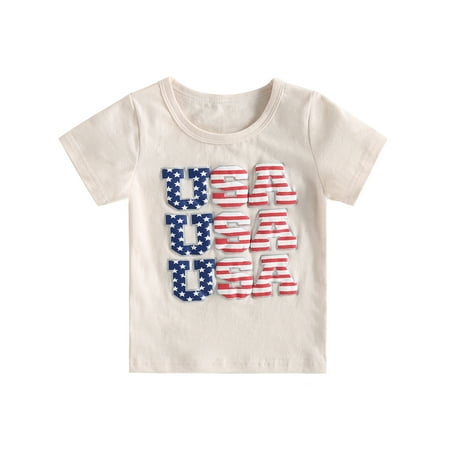 

Musuos 4th of July Baby Matching Romper Stars Stripes Letter Print T Shirt Tops Bodysuit