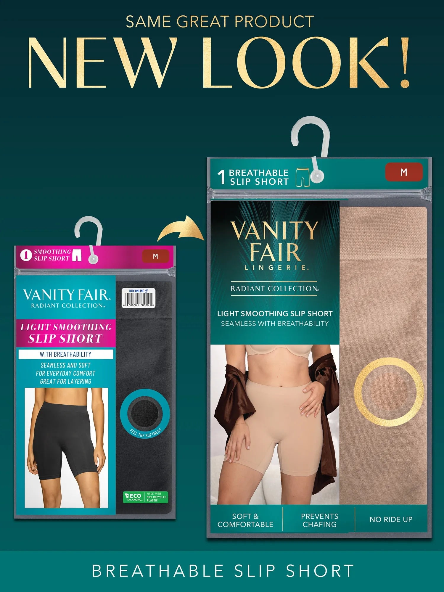 Vanity Fair Radiant Women's Seamless Slip Shorts, Breathable Smoothing Shapewear Shorts for Under Dresses and Skirts, Sizes S–3XL