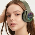 thumbnail image 4 of Auriculares inalámbricos Bluetooth universales, Iluminados, Luz de respiración de siete colores, Plegables, Subwoofer, Con ranura para tarjeta, Graves profundos - Verde, 4 of 7