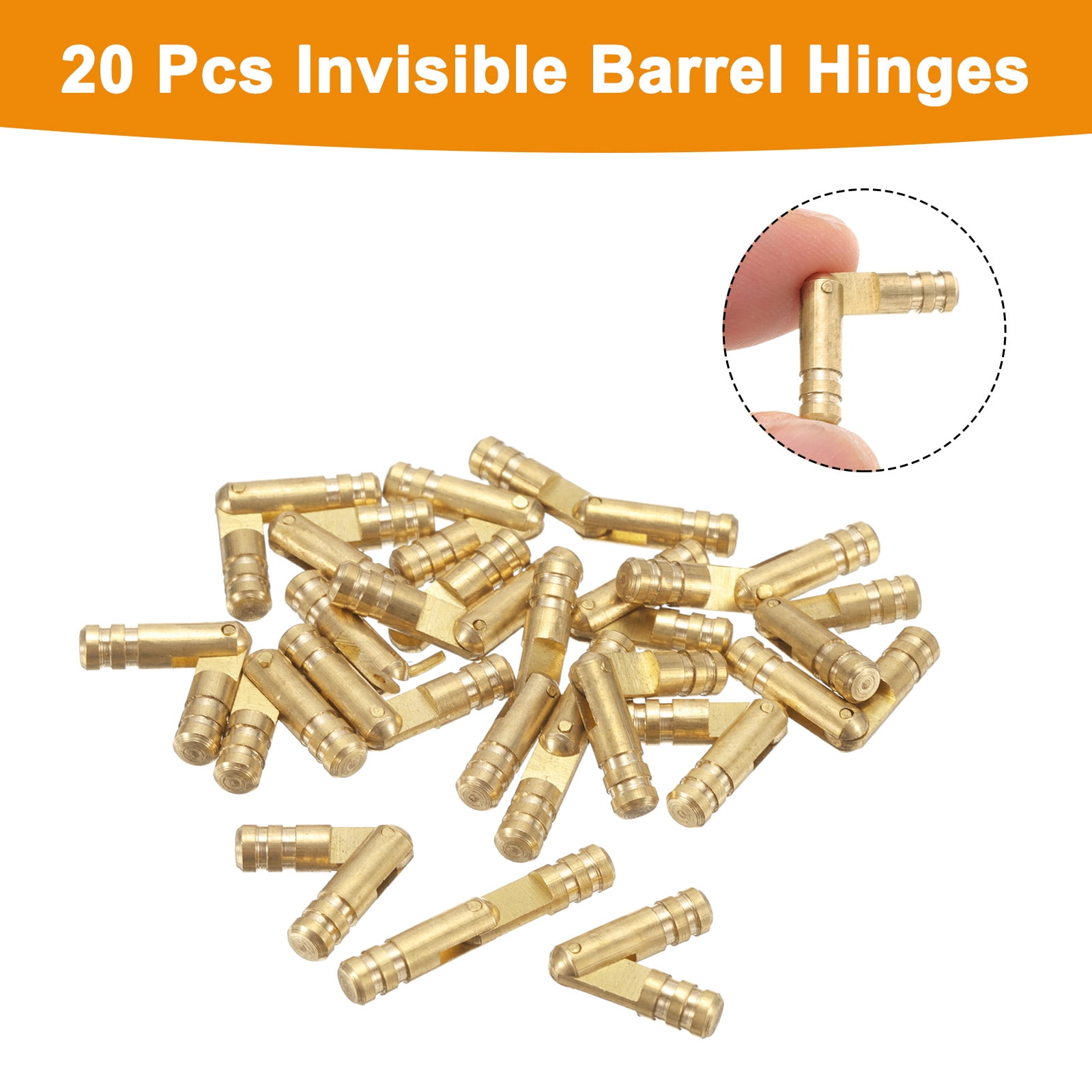 Unique Bargains Invisible Barrel Brass Hinges for Concealed Applications 4x25mm Gold