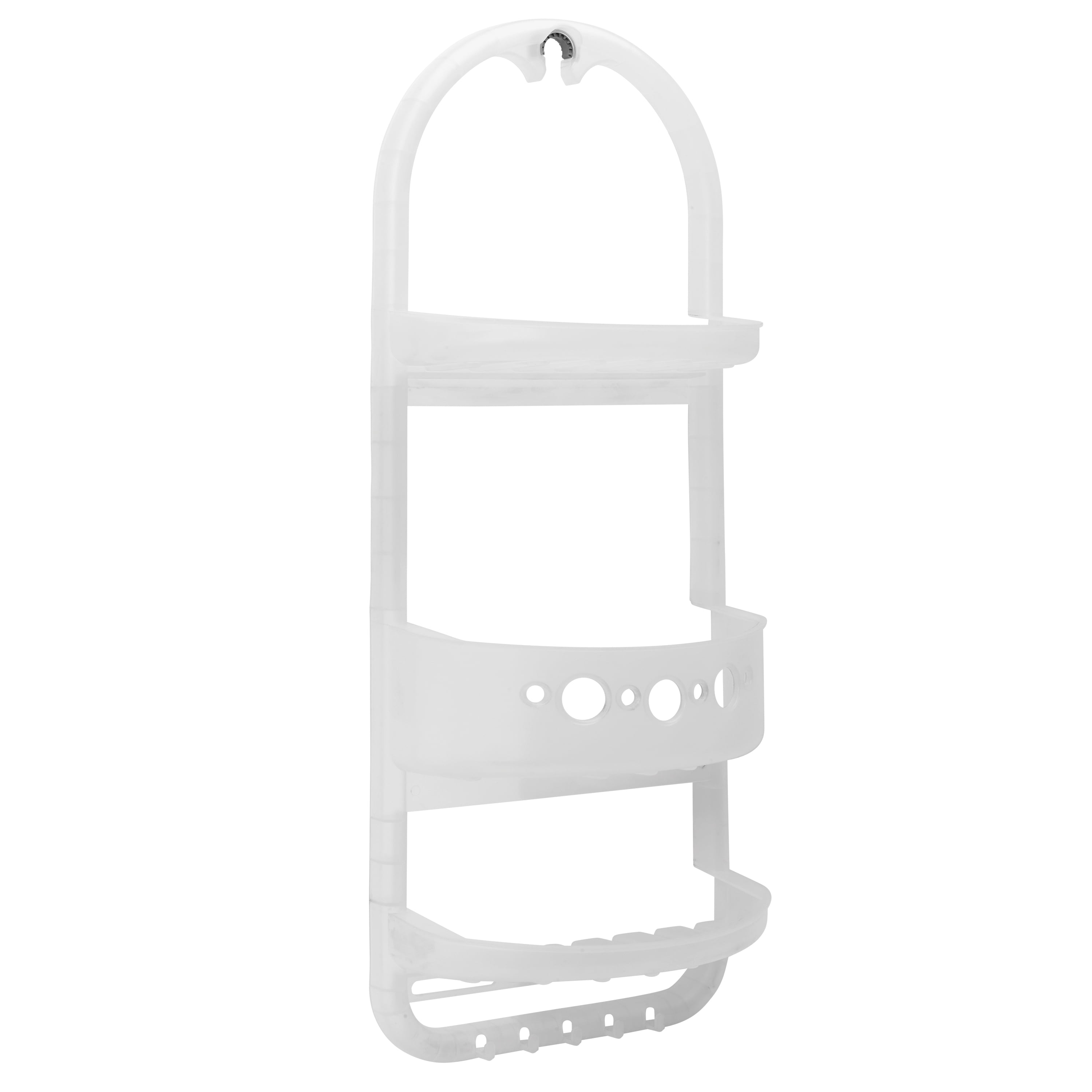 Mainstays Large over the Shower Caddy, 2 Shelves and 1 Deep Basket, Frosty Finish