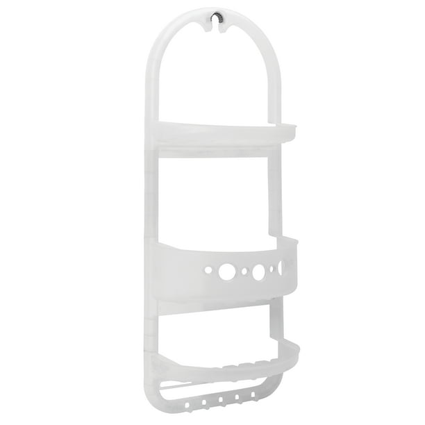 Mainstays Three Shelf Plastic Shower Caddy with Accessory Hooks