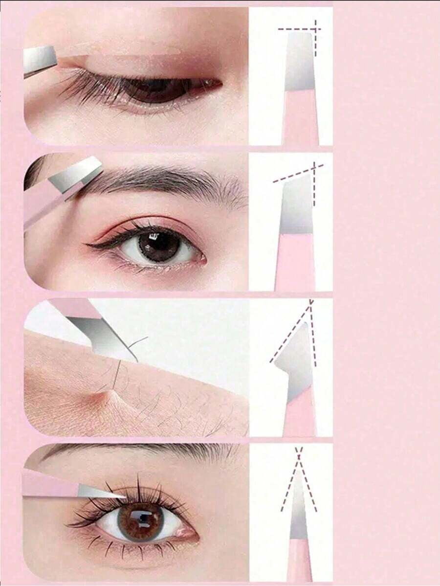 4Pcs Precision Tweezers Set For Eyebrows, Professional Stainless Steel Tweezers For Eyebrows - Great Precision For Facial Hair