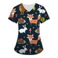 thumbnail image 1 of EGNMCR Hauts de Sarrau d'Infirmière pour Femmes Mode Décontractée Imprimé Uniforme de Travail Manches Courtes Col en V Blouse T-shirt de Travail avec Poches, Cadeaux pour Femmes, 1 of 4