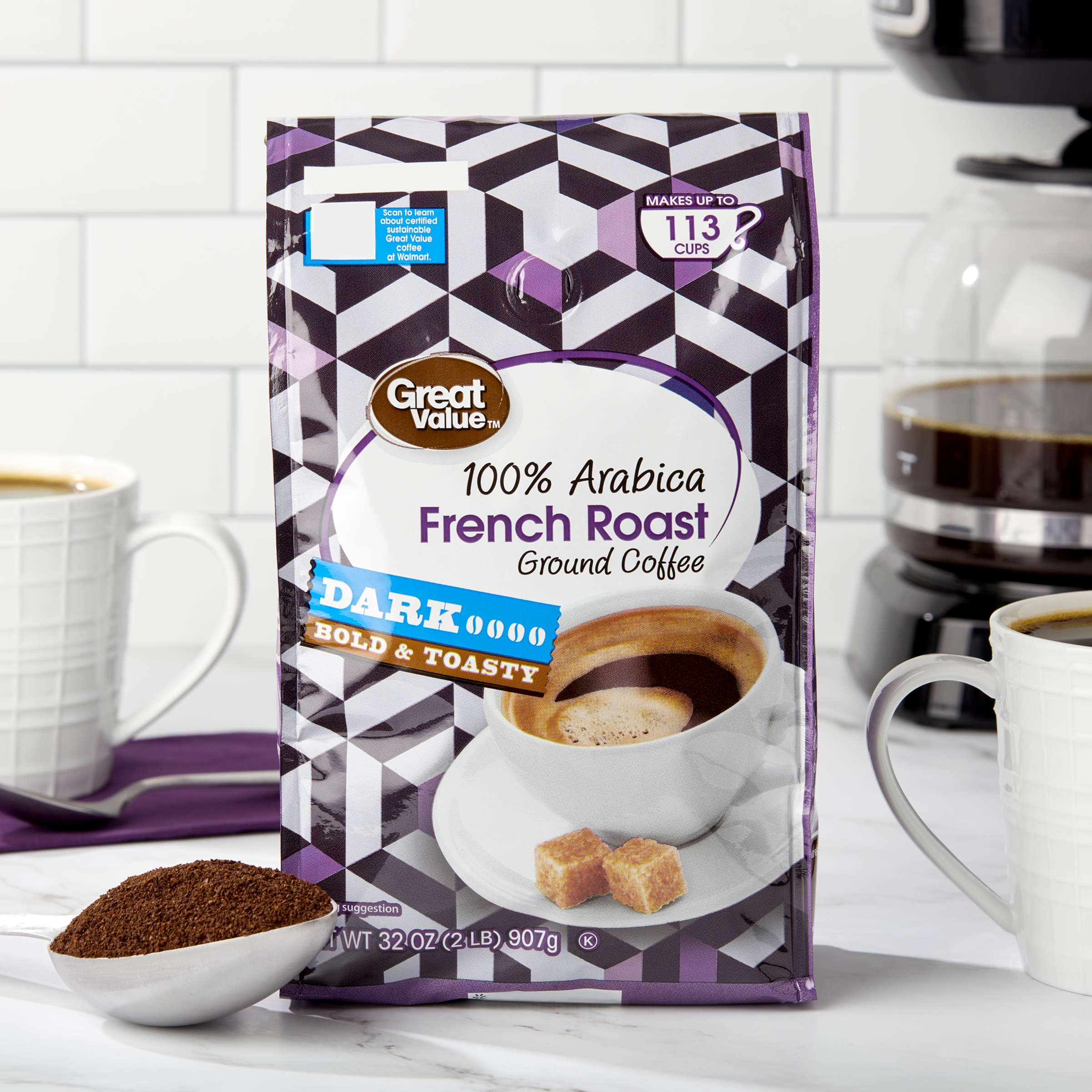 Great Value French Roast Ground, 100% Arabica, Medium Roast, Ground Coffee, 32 oz - image 2 of 8