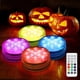 thumbnail image 1 of Paquete de 4 luces Led de calabaza para Halloween, luces Jack-o-lantern con pilas, luces de calabaza que cambian de Color a prueba de agua con temporizador/remoto Feliz Sencillez, 1 of 5