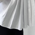 thumbnail image 3 of Camisa de manga corta para mujer, cuello vuelto, espalda plisada con botones, elegante y sencillo Top de verano blanco S, 3 of 8