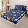 thumbnail image 2 of Homewish Outer Space Theme Planet Zipper Twin Comforter Sets with Fitted Sheet and 2 Pillowcases,Colorful 3D Letter Zipper Bedding Set For Boys Kids,Reversible,4-Piece, 2 of 7