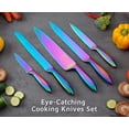 thumbnail image 2 of Kitchen Knife Set 5 Piece WELLSTAR, Razor Sharp German Stainless Steel Blade and Comfortable Handle with Rainbow Titanium Coated, Chef Carving Bread Utility Paring for Cutting and Peeling, Gift Box, 2 of 8