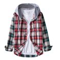 thumbnail image 1 of Camisas Oversize Hombre Camisa de manga larga a cuadros de empalme simple de para hombre Cárdigan informal estampado (Red, XXL), 1 of 6