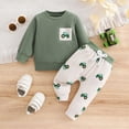 thumbnail image 2 of TOWED22 Baby Toddler Boy Fall Winter Outfit Cartoon Embroidery Tops and Plaid Pants Set 2pcs Toddler Boy Spring Fall Winter Clothes Outfits Clothing(Green,12-18 M), 2 of 7