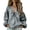 Light Ashy, variant on Women's Bohemian Style Linen V Neck Loose Fit Long Puff Sleeve Blouse, Gathered Neck Casual Top for Spring Summer Daily Wear, Breathable and Lightweight Light Ashy XXL