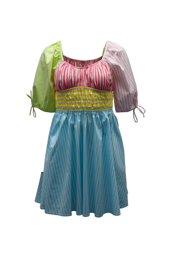 Pre-Owned Staud Topsail Striped Colorblock Mini Dress in Multicolor Cotton