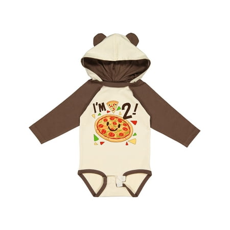 

Inktastic Im Two! pizza birthday party Boys or Girls Long Sleeve Baby Bodysuit