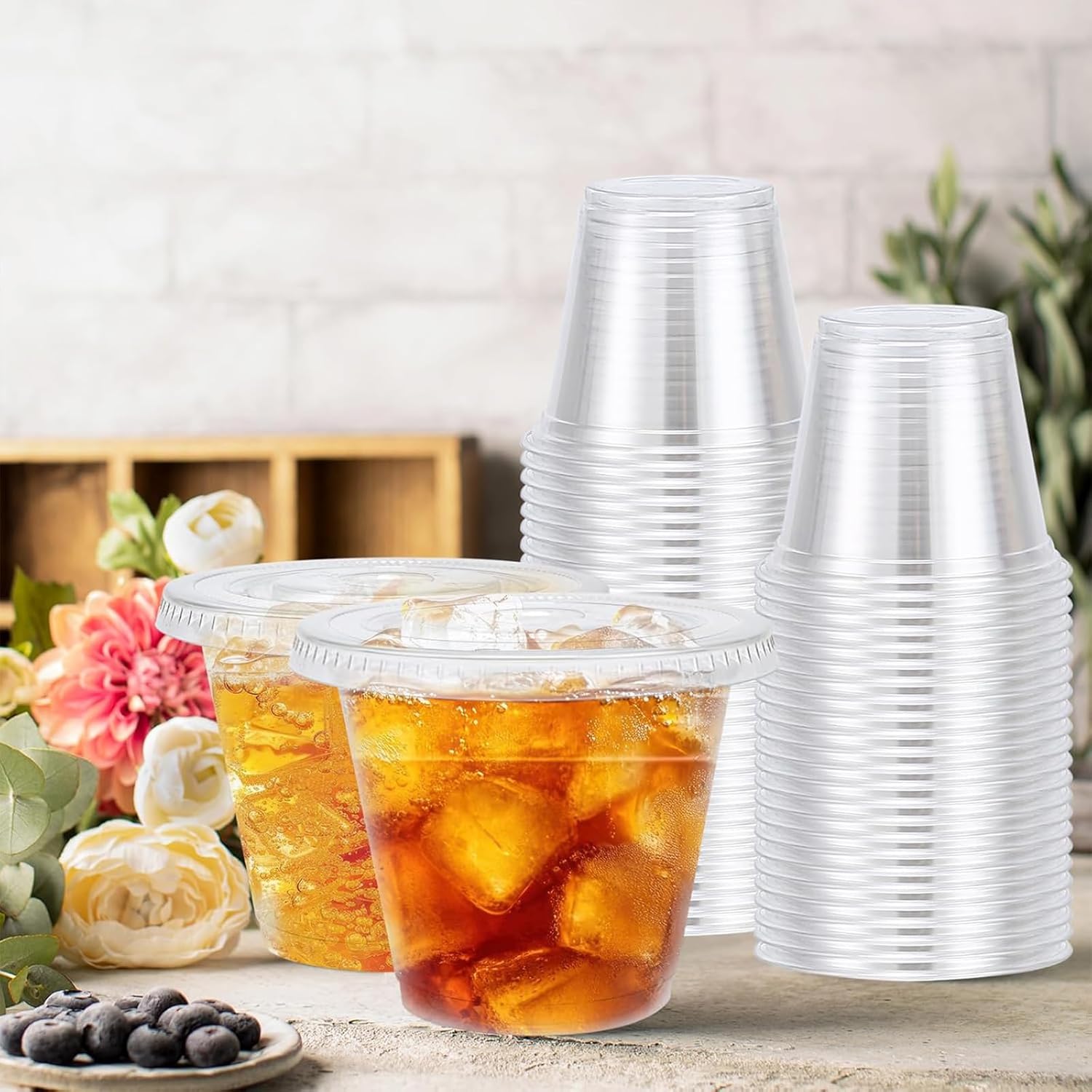 Lamosi Clear Plastic Cups with Lids, 200-Pack photo 5