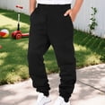 thumbnail image 2 of CPNG Boys Fleece Lined Sweatpants Casual Solid Color Elastic Waist Loose Pants Sports Pants Casual Jogger(Black,13-14 Years), 2 of 9