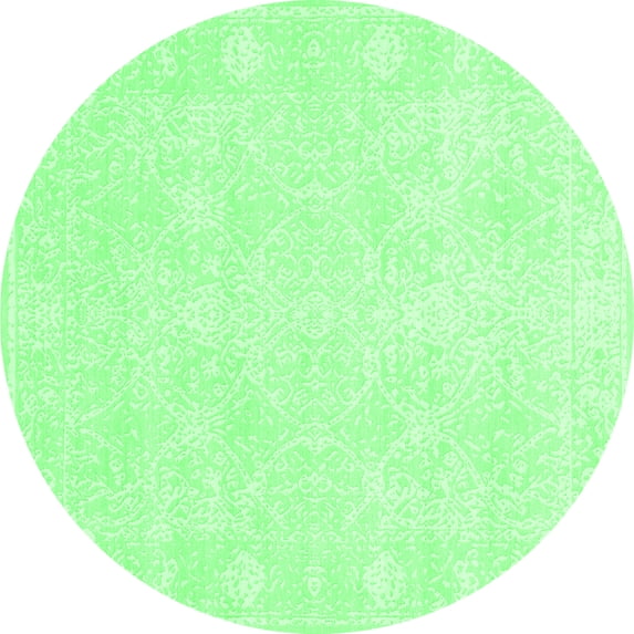 Ahgly Company Indoor Round Abstract Emerald Green Contemporary Area Rugs, 5' Round