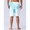 thumbnail image 3 of DARING DIVA Men's Tie-dyed Pattern Drawstring Elastic Waist Board Shorts 30 Blue White, 3 of 6
