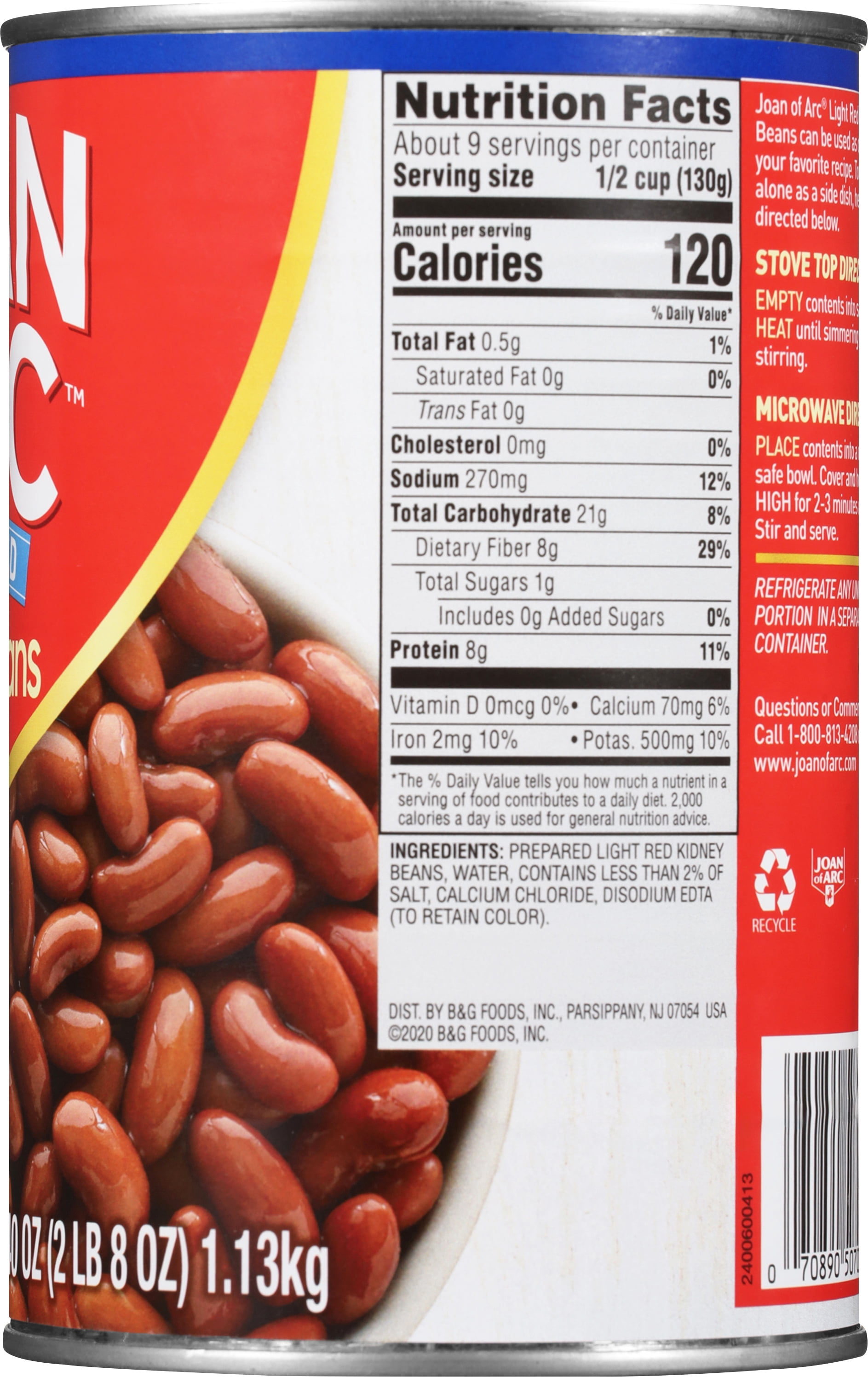 (4 pack) Joan of Arc Light Red Kidney Beans, Gluten-Free, 40 oz Can