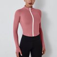 thumbnail image 4 of AherBiu Workout Tops for Women Long Sleeve Zipper High Neck Stretchy Compression Yoga Top Tees Shirts, 4 of 4