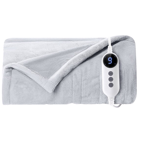 Vccoem Heated Blanket, Light Gray Electric Throw with 9 Heat Settings & Auto Shut-off, 50"x60"
