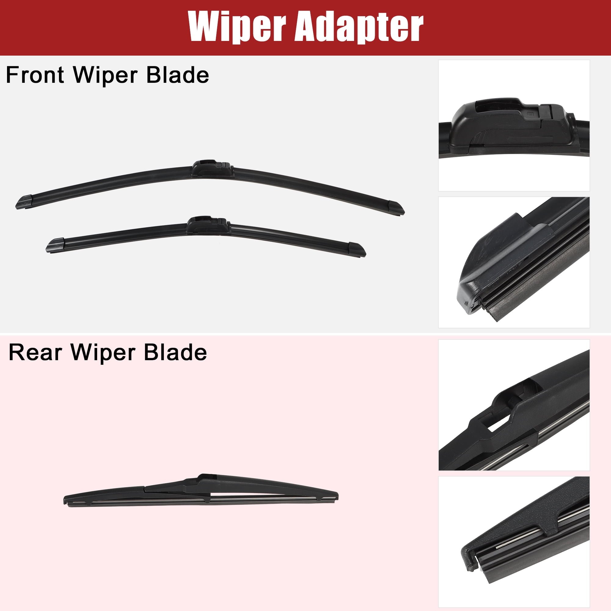 Unique Bargains 3Pcs 26" 19" 16" Front Rear Windshield Wiper Blade Set for Prius