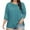 Blue, variant on MIXUE Womens Summer Tops Summer Solid Color Round Neck Plus Size 3/4 Sleeve Casual Stylish Pullover Tshirts Activewear,Green,L