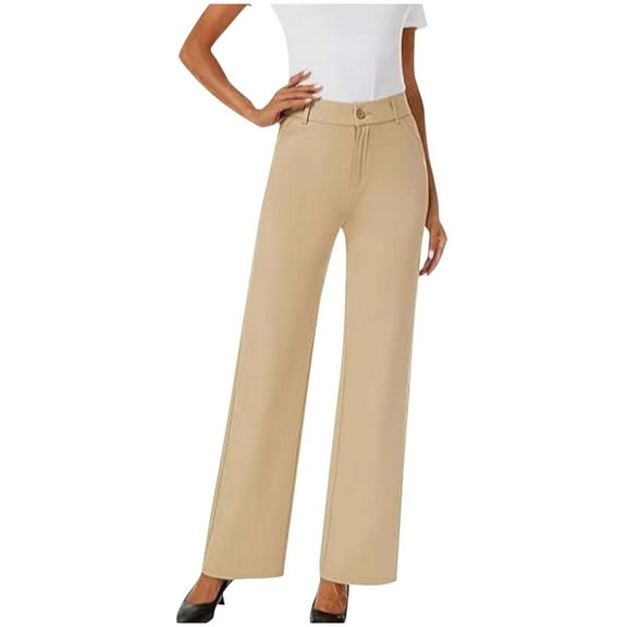 Kaemgyyd Work Pants Women Dress Pants High Waisted Stretchy Wide Leg Trousers Business Casual Pull on Slacks with Pockets