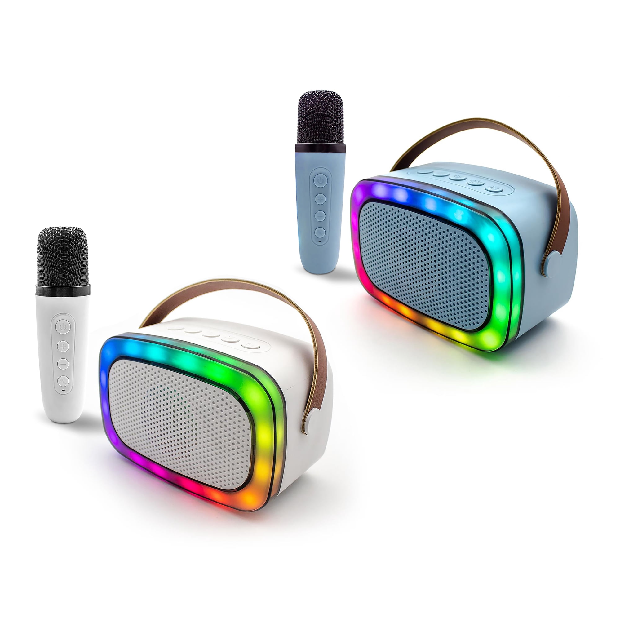 Zummy Portable Karaoke Bluetooth Speaker and Microphone with LED Light, Blue