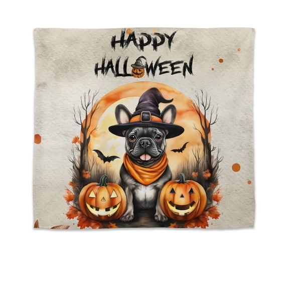 Happy Halloween French Bulldog Witches Hat Pumpkin Carving Tapestry Dog Lover Gifts Wall Hanging Backdrop Home Decor - 02019