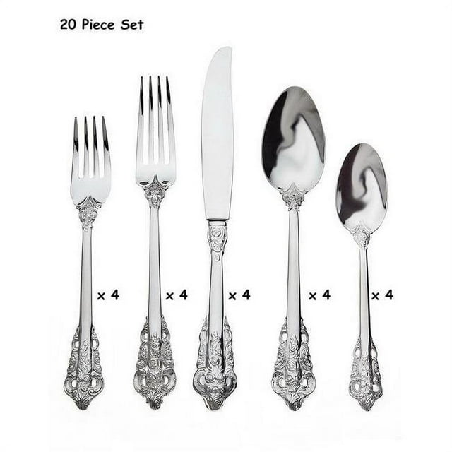 Godinger 50251 Ensemble de Couverts Baroques en Acier Inoxydable 18-10 20 Pcs Vivaldi