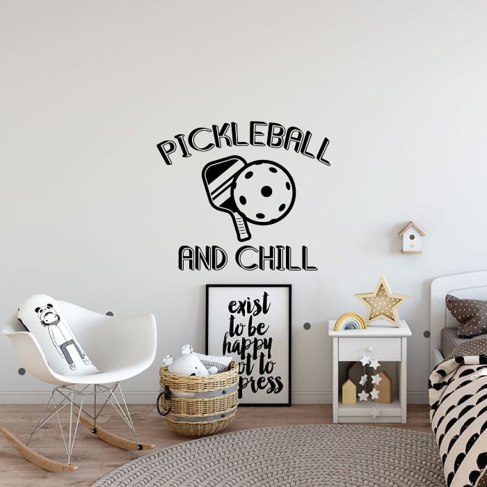 Pickleball And Chill Quote Vinyl Wall Art Sticker Home Room Gym Wall Decals