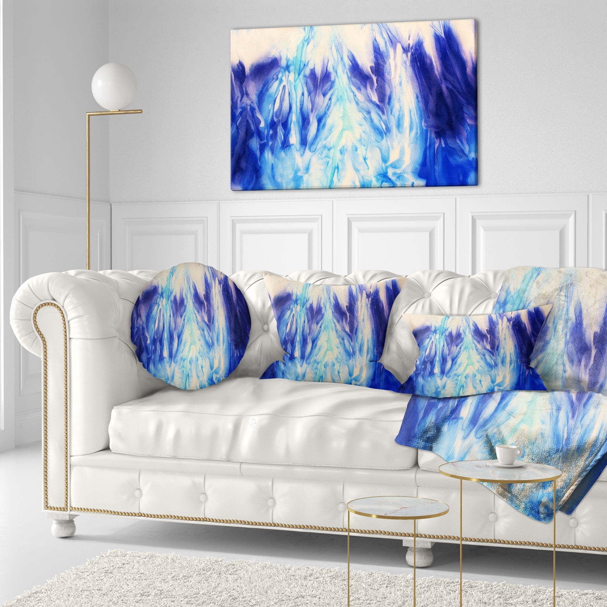 Designart Blue Life - Abstract Throw Pillow - 12x20