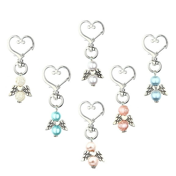 HAMPPLIES 6Pcs Keyring Pendant Keychains for Family Members in Assorted Color and Alloy