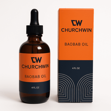Churchwin 100% Pure Cold-Pressed Baobab Oil – Deep Moisturizing & Nourishing for Skin, Hair & Nails (4 fl oz / 118 ml)