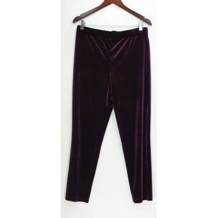 Velvet Pull - Susan Graver Women's Pants Sz M Stretch Velvet Pull-On Slim Leg Purple A282921