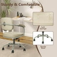 thumbnail image 6 of Leather Home Desk Chair, Adjustable Height and Backrest 360° Rolling Swivel Computer Task Chairs, Mid Century Modern Ergonomic Vanity Make Up Chair with Armrest for Home Office, Beige, 2 Pack, 6 of 8