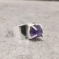 thumbnail image 5 of Natural Amethyst Ring, Rough Amethyst Gemstone Ring, Feb Birthstone, Wide Stone, 925 Sterling Silver, Womens Ring, Christmas, Thanksgiving, Handmade, Statement Jewelry, Rough Gemstone Jewelry, 5 of 6