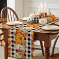 thumbnail image 3 of Burlap Table Runner 90 Inches Long,Fall Orange Maple Leaf Thanksgiving Pumpkin Watercolor Non-Slip Kitchen Table Runners for Dining Room Everyday Use Party Table Decorations Black Plaid, 3 of 9